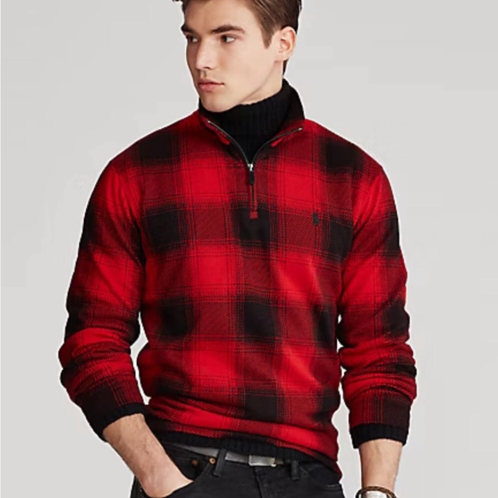 ✨Polo Ralph Lauren Red and Black Plaid Pullover